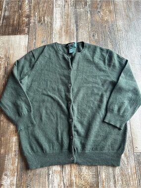 Vintage Lauren Ralph Lauren Button Cardigan Sweater Women Petite Medium Cashmere